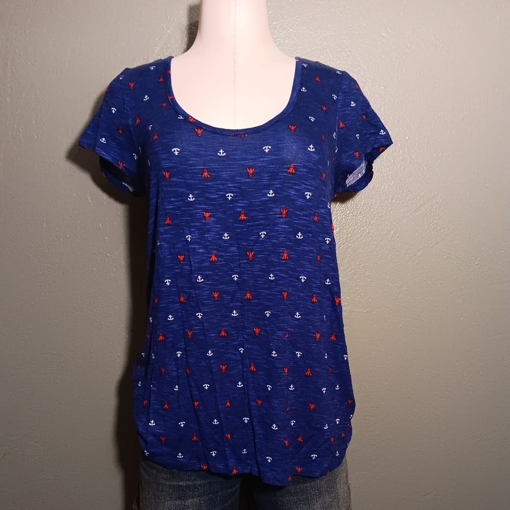 Women's Blue Patterned Top